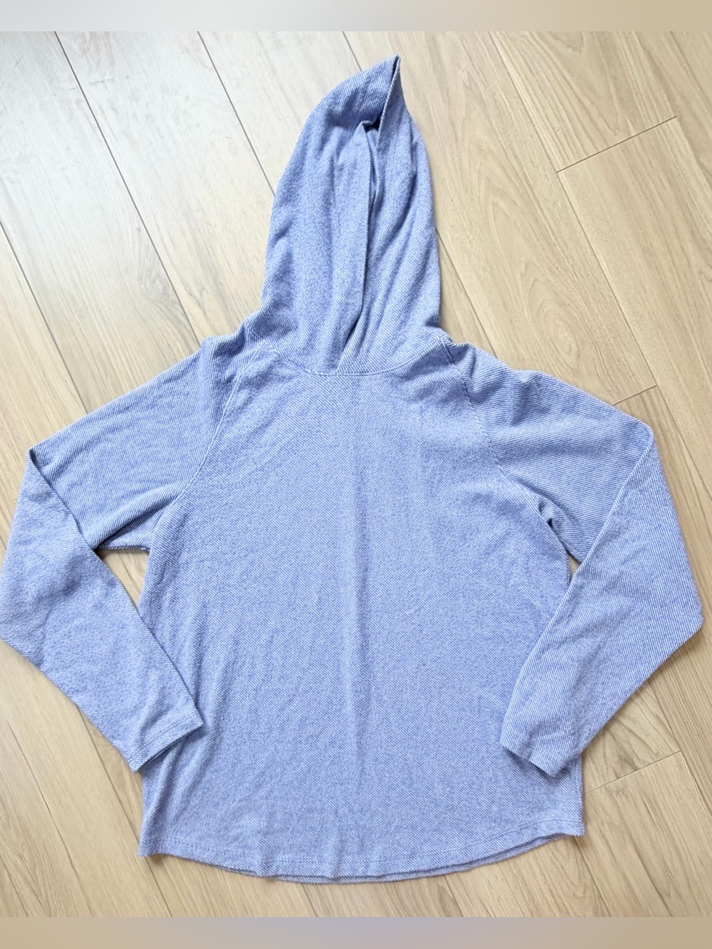Vince Broken Twill Hooded Pullover Large Blue White Stripe Heavy